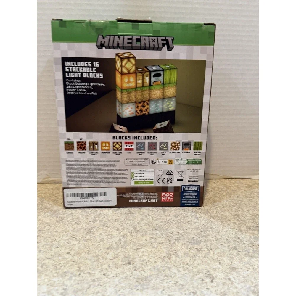 Minecraft Block Building Light Lamp 16 Cubes Light Up- NEW OPEN BOX